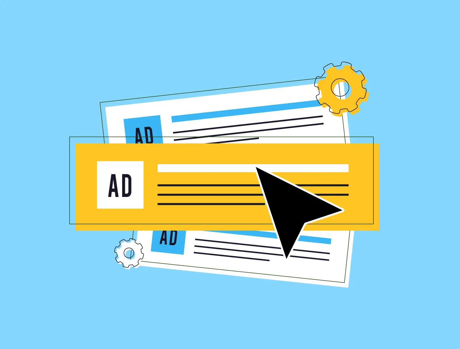 Illustration of a paid search ad clicked by a cursor