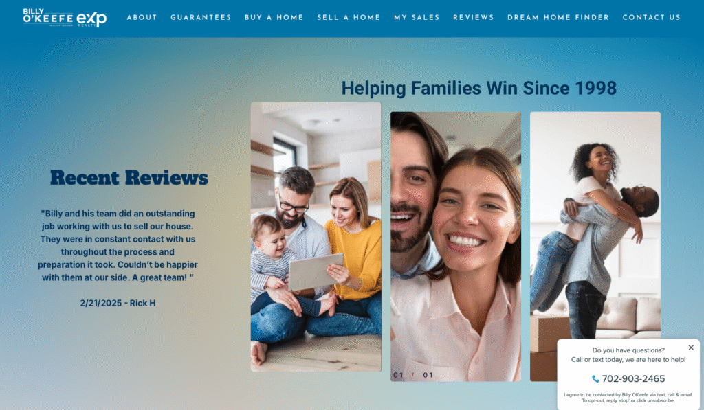 Billy Sells Vegas real estate website project screenshot