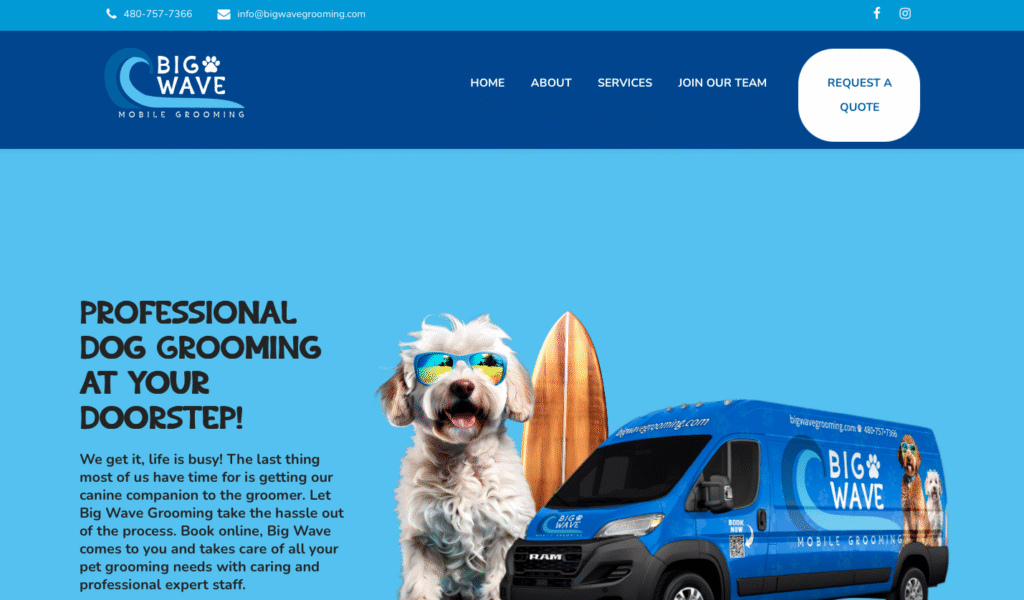 Big Wave Grooming local service website project screenshot